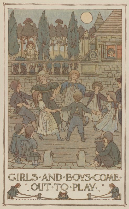 Mädchen und Jungen kommen zum Spielen von Francis Donkin Bedford