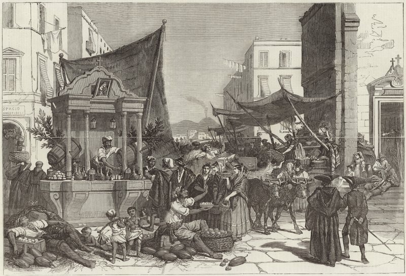 Eine Straße in Neapel (Gravur) von Francois Fortune Antoine (after) Ferogio