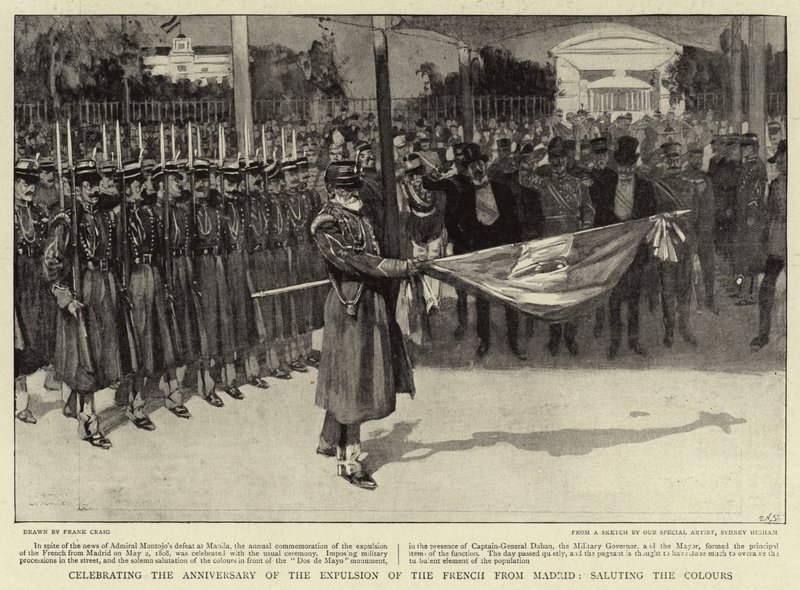 Feier des Jahrestages der Vertreibung der Franzosen aus Madrid, Salutieren der Farben von Frank Craig