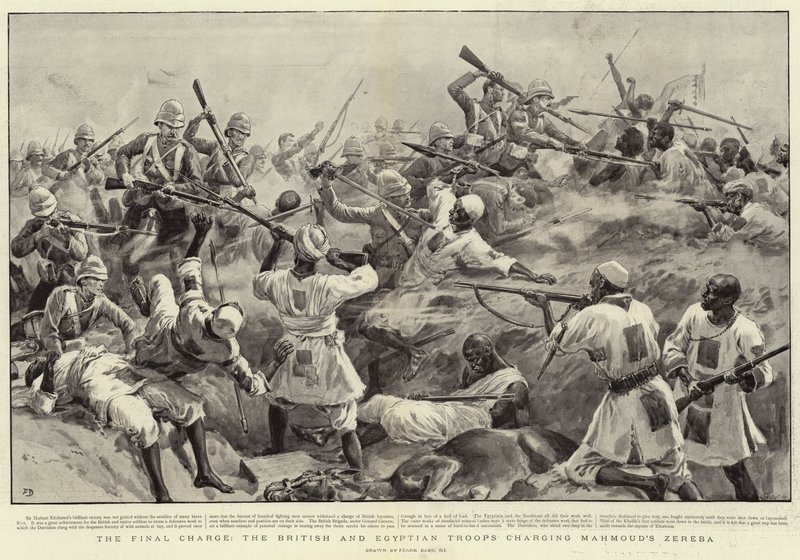 Der letzte Angriff, die britischen und ägyptischen Truppen greifen Mahmouds Zereba an von Frank Dadd