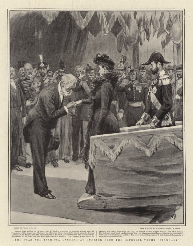 Der Zar und die Zarin landen in Dünkirchen von der kaiserlichen Yacht Standart von Frank Dadd