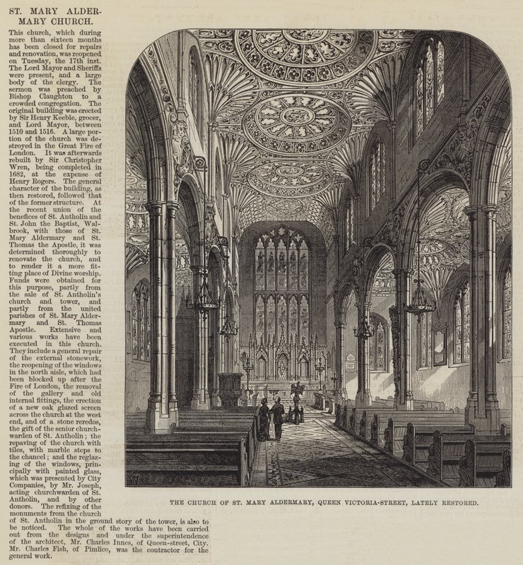 Die Kirche St. Mary Aldermary, Queen Victoria-Straße, kürzlich restauriert von Frank Watkins