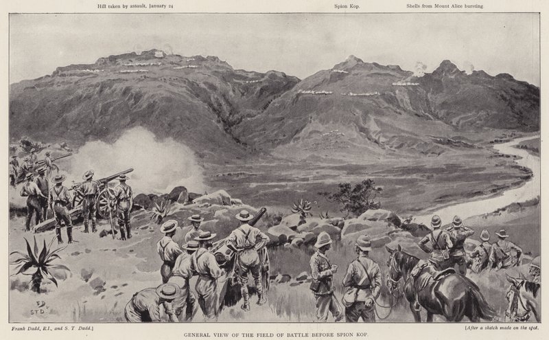 Gesamtansicht des Schlachtfeldes vor Spion Kop von Frank (after) Dadd