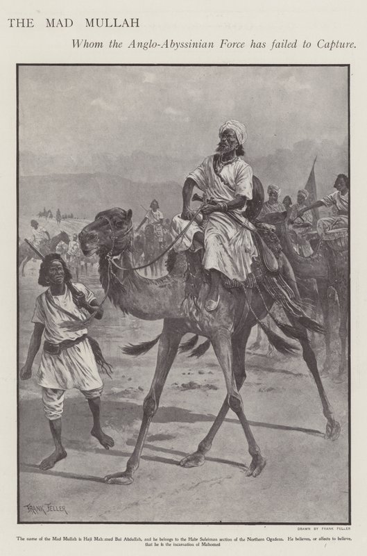 Mohammed Abdullah Hassan, der "Verrückte Mullah", somalischer religiöser und militärischer Führer (Litho) von Frank (after) Feller