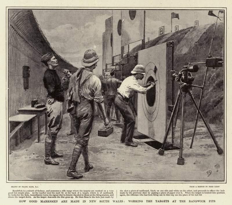 Wie gute Schützen in New South Wales gemacht werden, die Ziele an den Randwick Pits bearbeiten von Frank Dadd