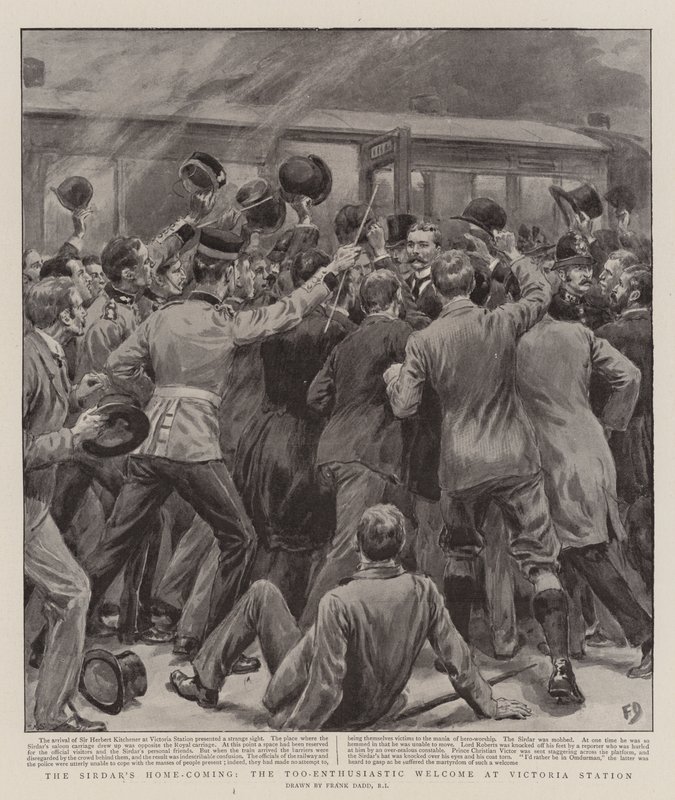 Die Heimkehr des Sirdar, der zu enthusiastische Empfang am Victoria Station von Frank Dadd