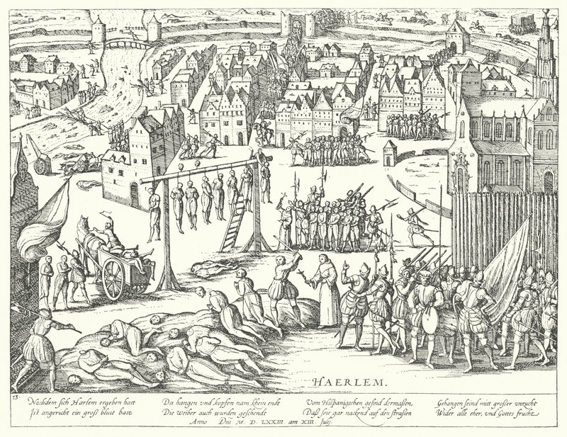 Massenhinrichtungen durch die Spanier in Haarlem, Niederlande, 1573 von Franz Hogenberg