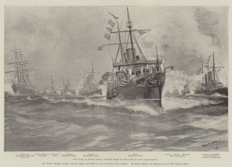 Die Krise in Südafrika, britische Flotte auf der Kap-der-guten-Hoffnung-Station von Fred T. Jane