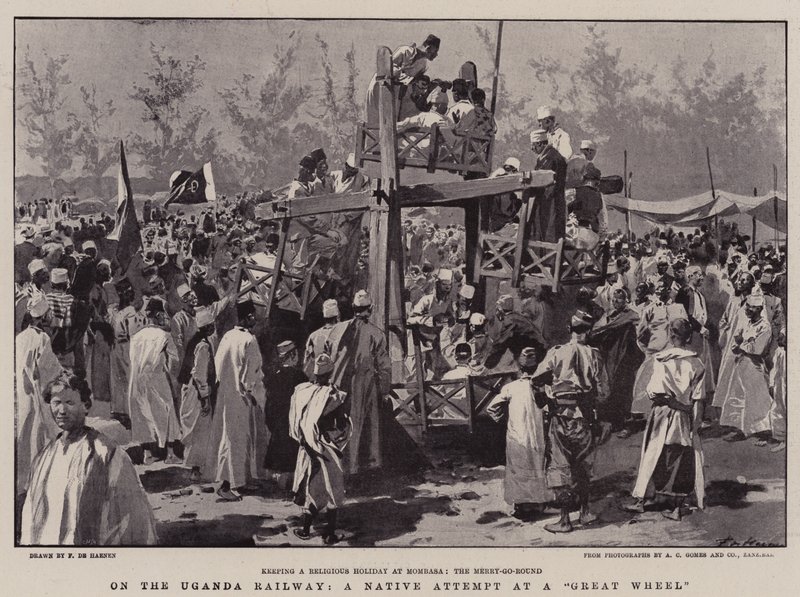 Auf der Uganda-Eisenbahn, ein einheimischer Versuch eines großen Rades von Frederic de Haenen