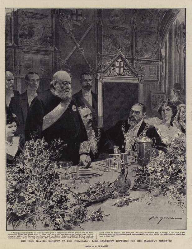 Das Bankett des Lord Mayor in der Guildhall, Lord Salisbury antwortet für die Minister Ihrer Majestät von Frederic de Haenen