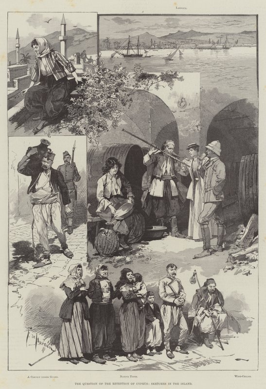 Die Frage der Beibehaltung Zyperns, Skizzen auf der Insel von Frederic de Haenen