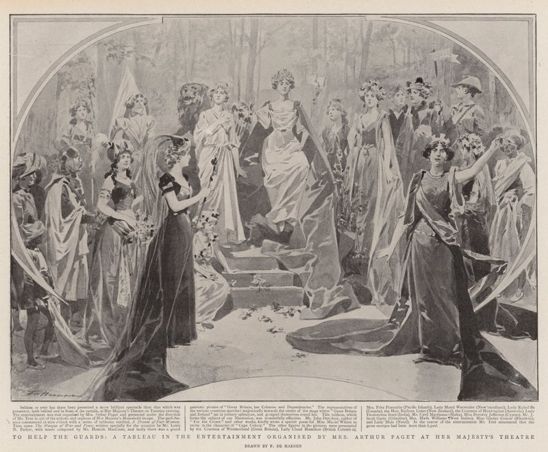 Um den Wachen zu helfen, ein Tableau in der von Mrs. Arthur Paget organisierten Unterhaltung im Her Majesty