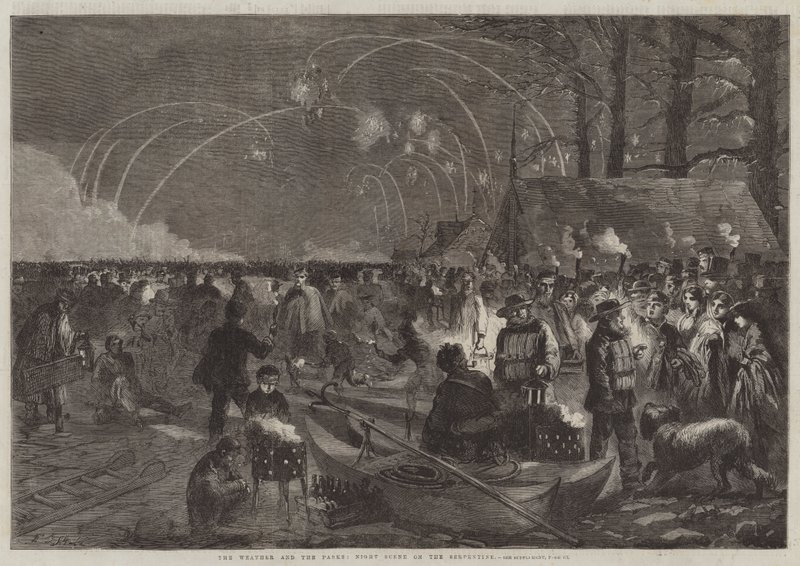 Das Wetter und die Parks, Nachtszene auf der Serpentine von Frederick John Skill