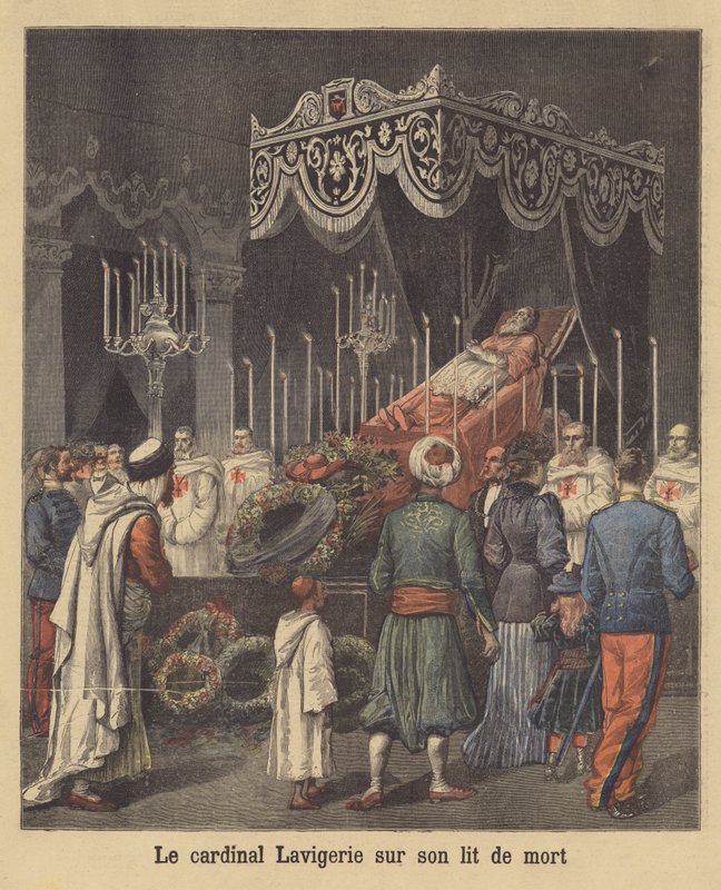 Kardinal Lavigerie auf seinem Sterbebett von French School