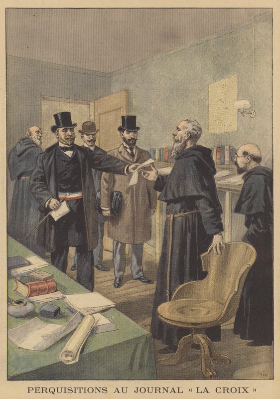 Polizeidurchsuchung der Büros der Zeitung La Croix von French School