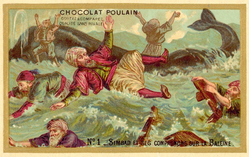 Sindbad und seine Gefährten auf dem Wal von French School