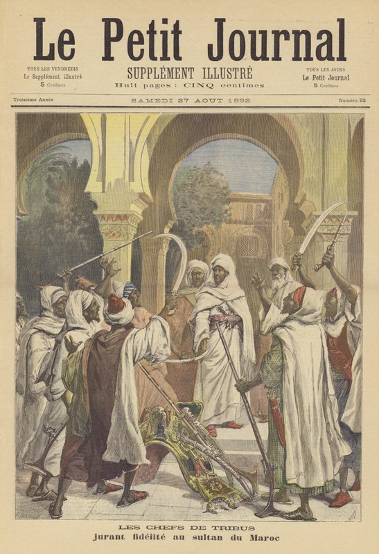 Stammeshäuptlinge schwören dem Sultan von Marokko ihre Treue von French School