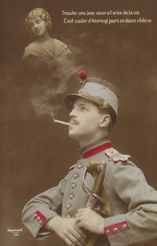 Ein junger Soldat träumt von seiner Liebe von French Photographer