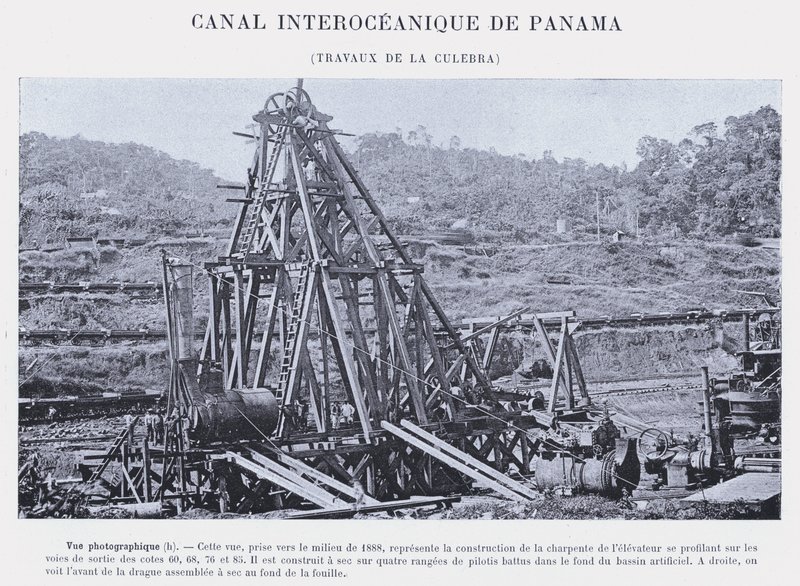Interozeanischer Kanal von Panama, Arbeiten an der Culebra (s/w Foto) von French Photographer