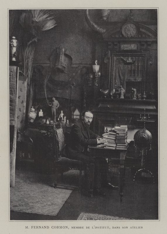 Der französische Maler Fernand Cormon in seinem Atelier (Farblithografie) von French Photographer