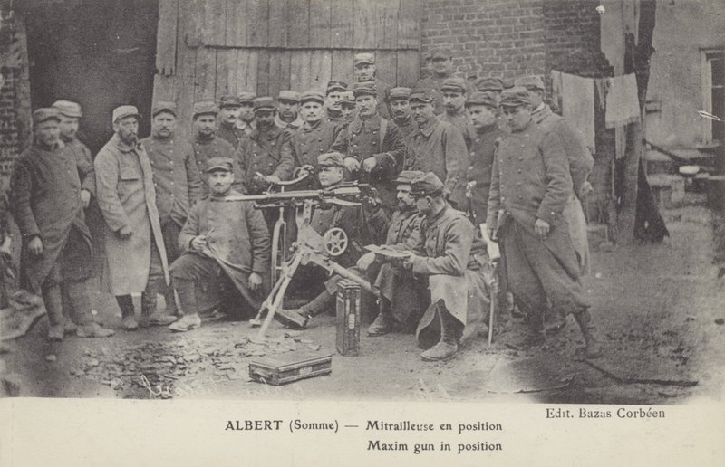 Maxim-Maschinegewehr in Stellung, Albert, Somme, Erster Weltkrieg von French Photographer