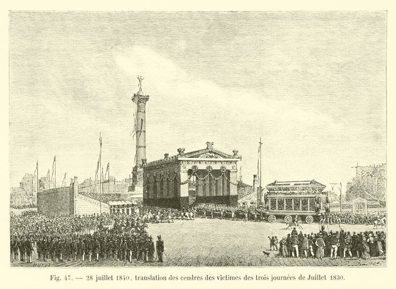28. Juli 1840, Überführung der Asche der Opfer der drei Julitage 1830 von French School