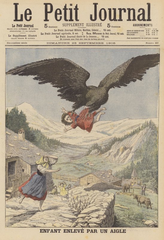Ein Kind wird von einem Adler in den italienischen Alpen entführt von French School