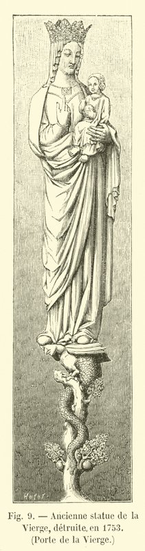 Ehemalige Statue der Jungfrau, zerstört 1753, Porte de la Vierge von French School