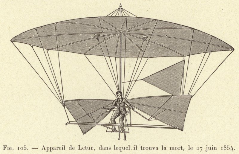 Gerät von Letur, in dem er am 27. Juni 1854 starb (Gravur) von French School