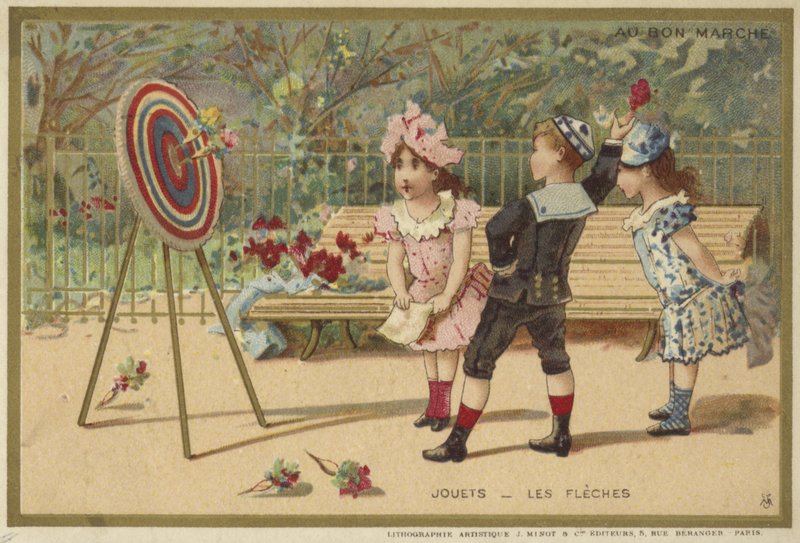 Au Bon Marché-Karten mit Kinderspielen von French School