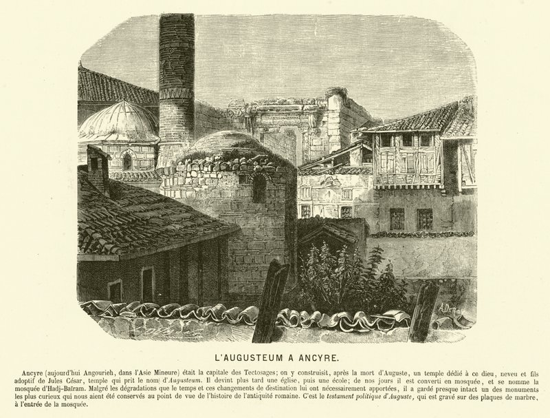 Augusteum, Tempel des Augustus und Rom, Ankara, Türkei (Gravur) von French School