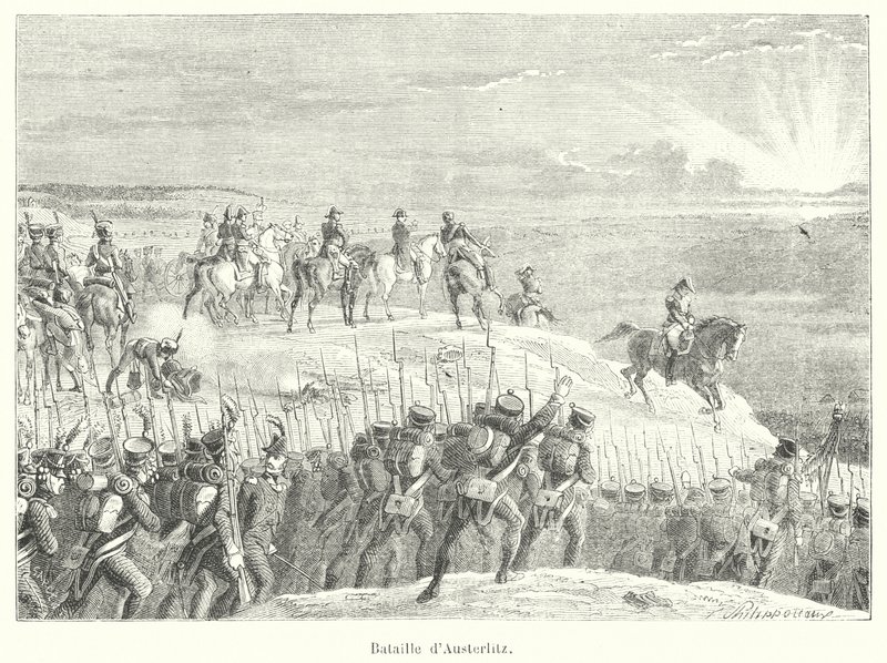 Schlacht von Austerlitz (Gravur) von French School