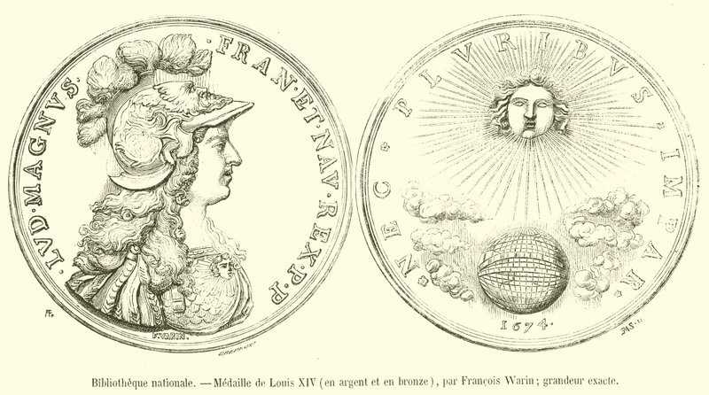 Nationalbibliothek, Medaille von Ludwig XIV., in Silber und Bronze (Stich) von French School