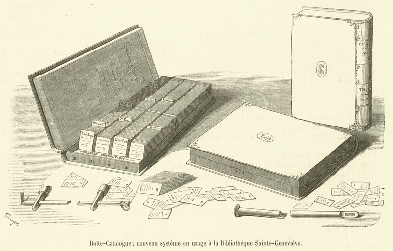 Katalogbox, neues System in Gebrauch in der Bibliothek Sainte-Geneviève von French School