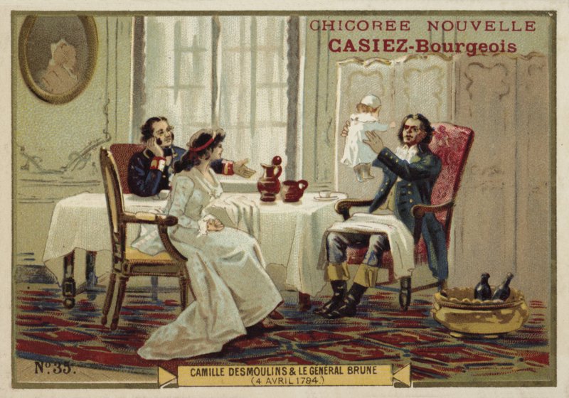 Camille Desmoulins und General Brune, Französische Revolution, 4. April 1794 von French School