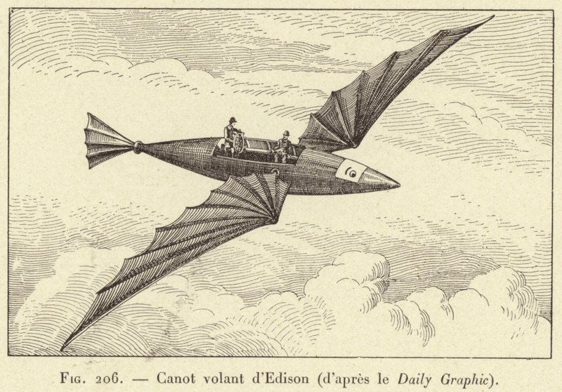 Flugboot von Edison (nach dem Daily Graphic) (Gravur) von French School