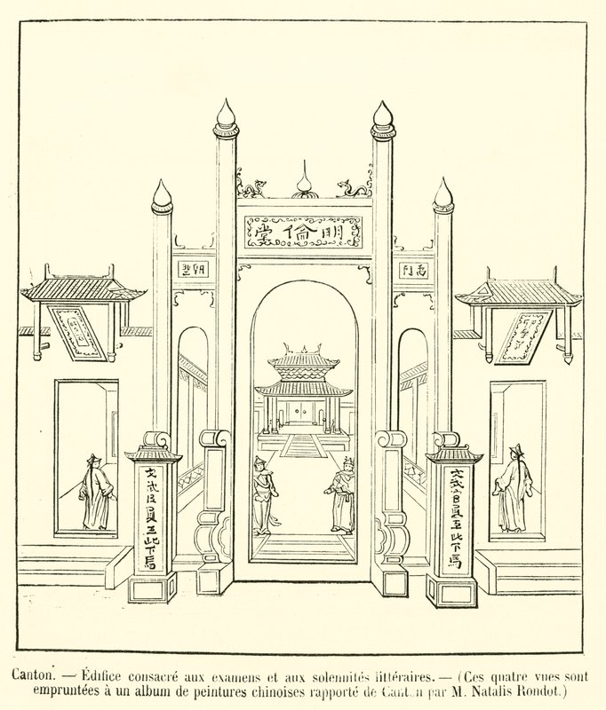 Kanton, Gebäude für Prüfungen und literarische Feierlichkeiten (Gravur) von French School