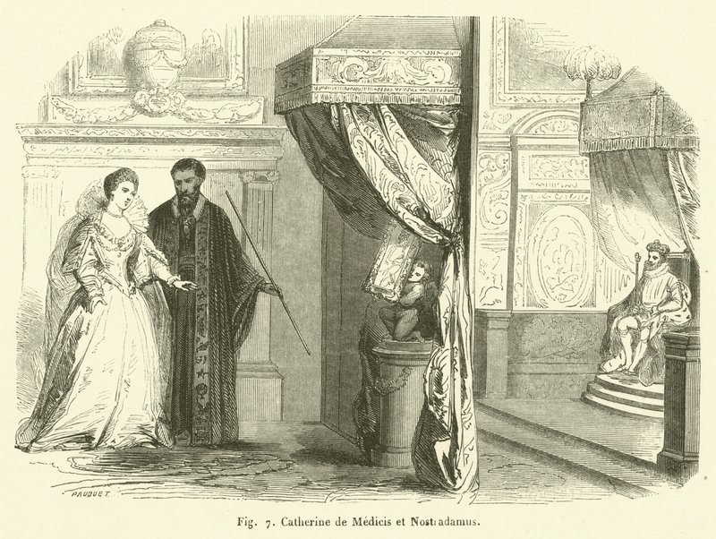 Catherine de Medicis und Nostradamus von French School