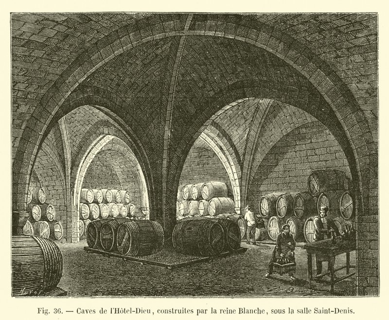 Keller des Hôtel-Dieu, gebaut von Königin Blanche, unter dem Saal Saint-Denis von French School