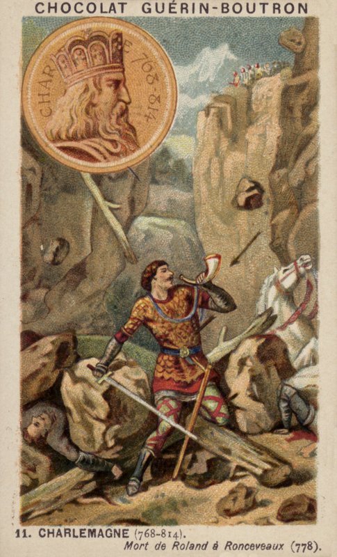 Karl der Große und der Tod von Roland in Roncevaux, 778 von French School