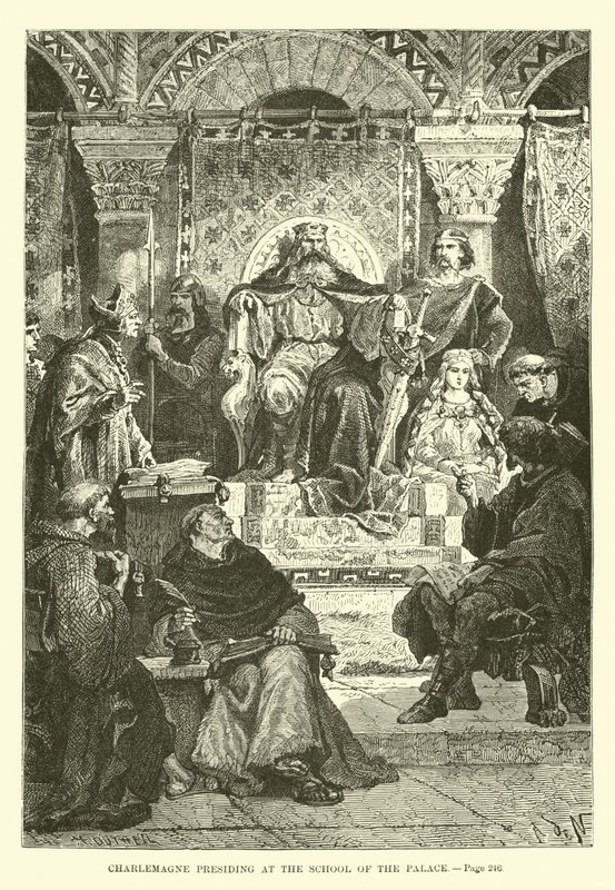 Karl der Große leitet die Palastschule von French School