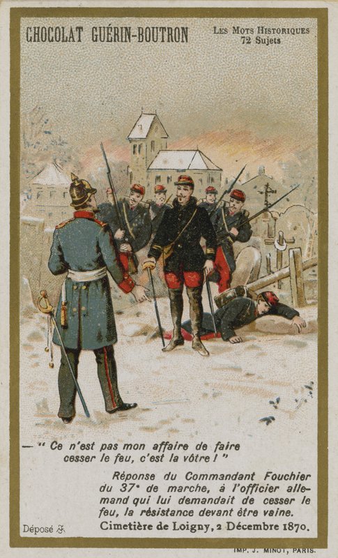Chocolat Guerin-Boutron Sammelkarte, Serie Historische Worte von French School