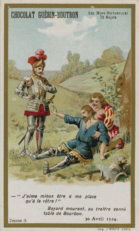 Chocolat Guerin-Boutron Handelskarte, Serie Historische Worte von French School
