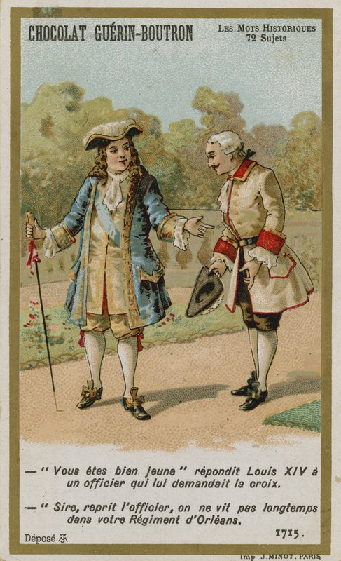 Chocolat Guerin-Boutron Handelskarte, Serie Historische Worte von French School
