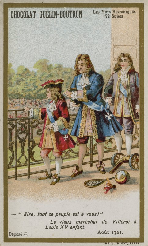 Chocolat Guerin-Boutron Handelskarte, Serie Historische Worte von French School