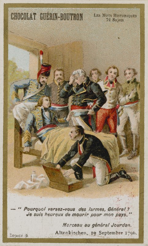 Chocolat Guerin-Boutron Handelskarte, Serie Historische Worte von French School