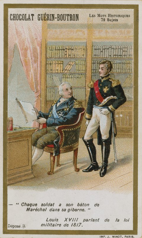 Chocolat Guerin-Boutron Sammelkarte, Historische Wörter Serie von French School
