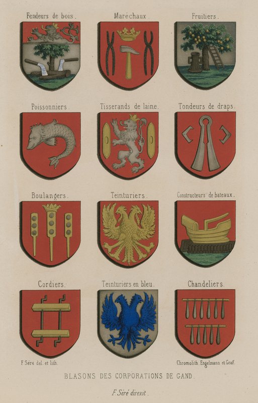 Wappen der Zünfte von Gent von French School