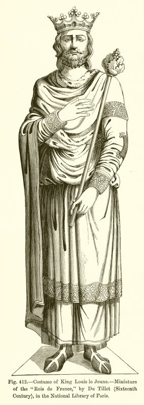 Kostüm von König Ludwig dem Jüngeren, Miniatur der Rois de France, von Du Tillet, 16. Jahrhundert, in der Nationalbibliothek von Paris von French School