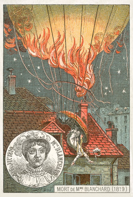 Tod der Ballonfahrerin Sophie Blanchard, 1819 von French School